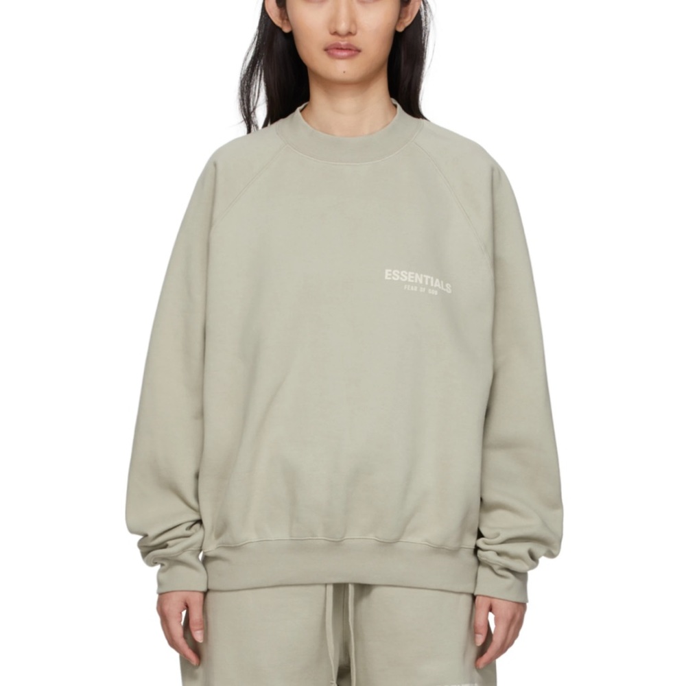 Essentials Green Fleece Raglan Sweatshirt - Picture 2 of 4